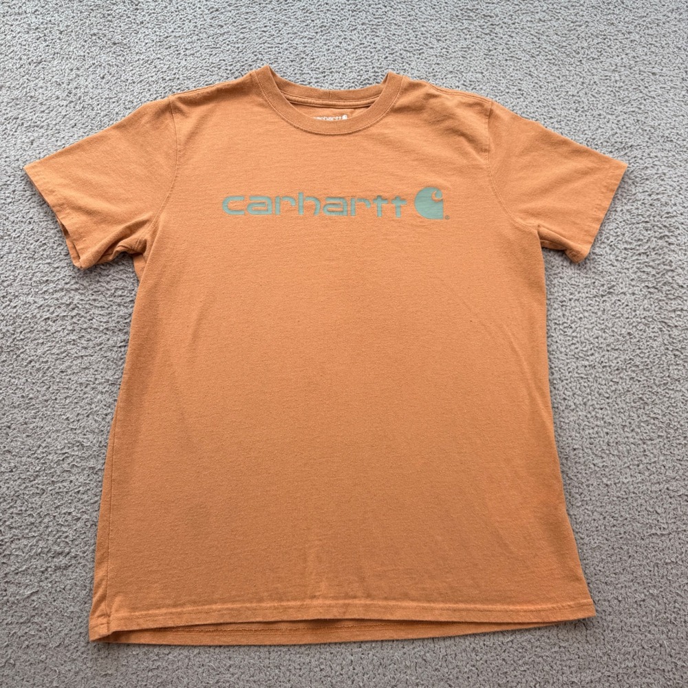 Carhartt Mens Orange Graphic Logo T-Shirt Loose Fit Short Sleeve L 12/14 2021